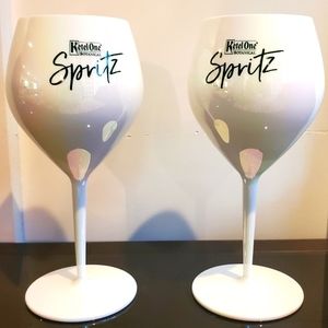 Two Ketel One Botanicals iridescent plastic spritz/wine glasses